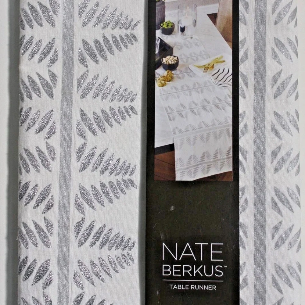 Nate Berkus Embroidered Metallic Leaf Table Runner